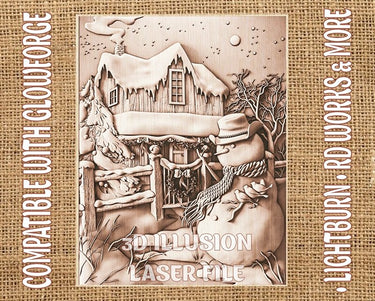 SNOWMAN 3d illusion & laser-ready file 3DWave.us